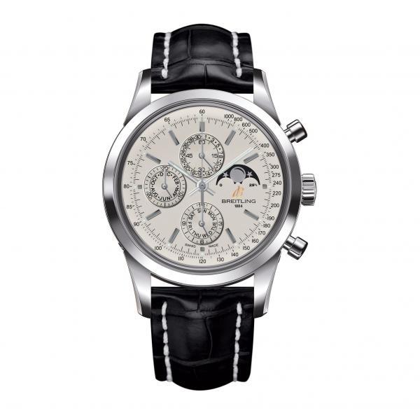 Breitling Transocean Chronograph 1461 Silver Stainless Steel Folding Clasp