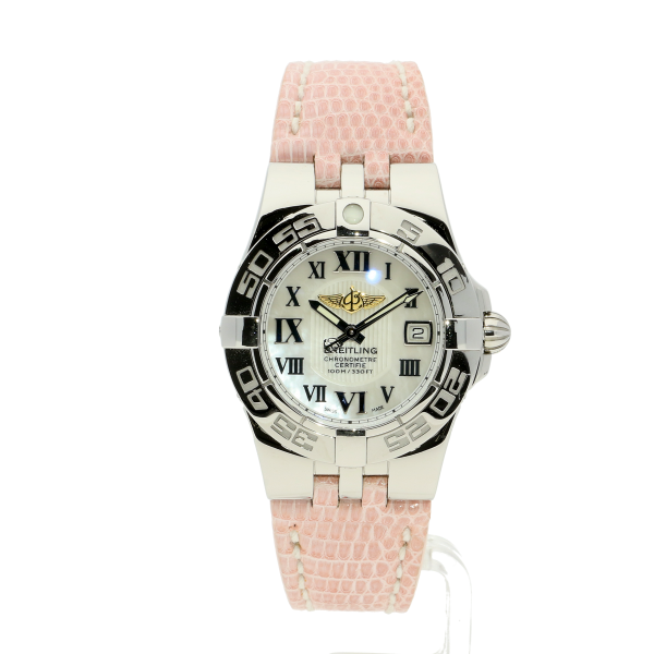 Breitling Galactic 30 Mother Of Pearl Leather (Lizard) Folding Clasp