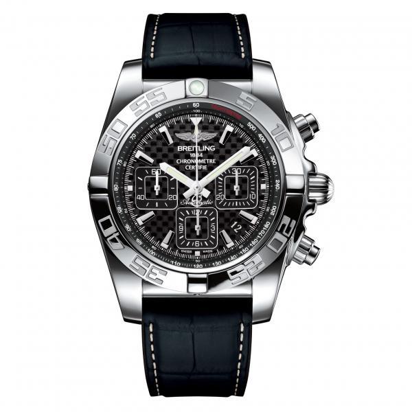 Breitling Chronomat 44 Black Leather (Crocodile) Folding Clasp