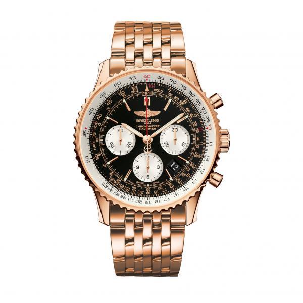 Breitling Navitimer 01 Black Red Gold Folding Clasp