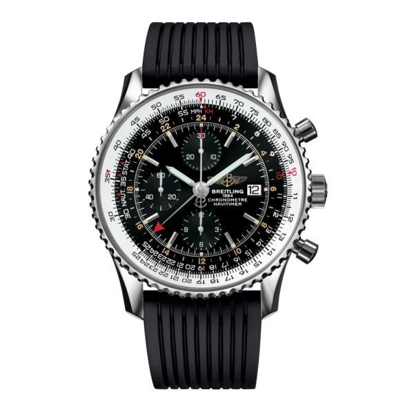 Breitling Navitimer 1 Chronograph GMT 46 Black Rubber Folding Clasp