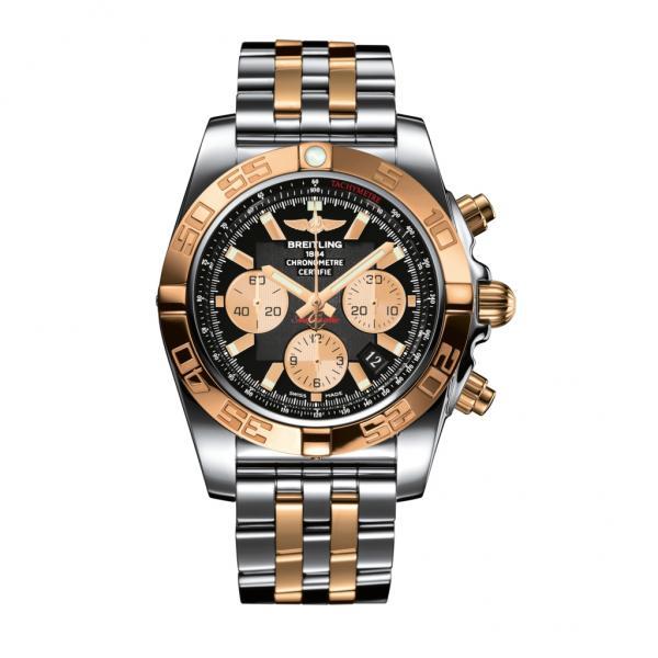 Breitling Chronomat 44 Black Stainless Steel, Gold Folding Clasp