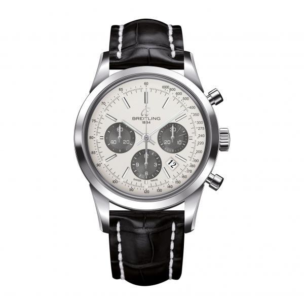 Breitling Transocean Chronograph Silver Stainless Steel Folding Clasp
