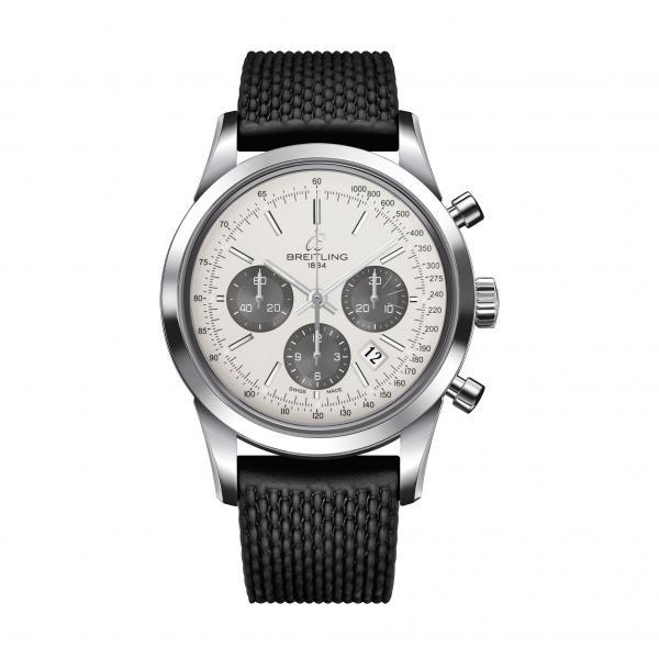 Breitling Transocean Chronograph Silver Stainless Steel Folding Clasp