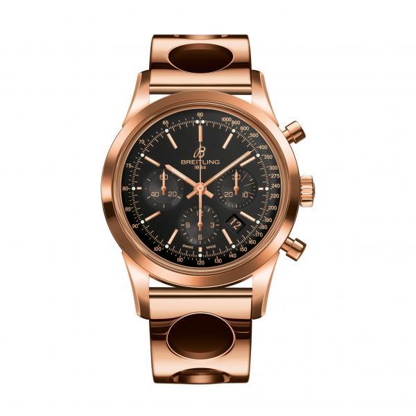 Breitling Transocean Chronograph Black Gold Folding Clasp
