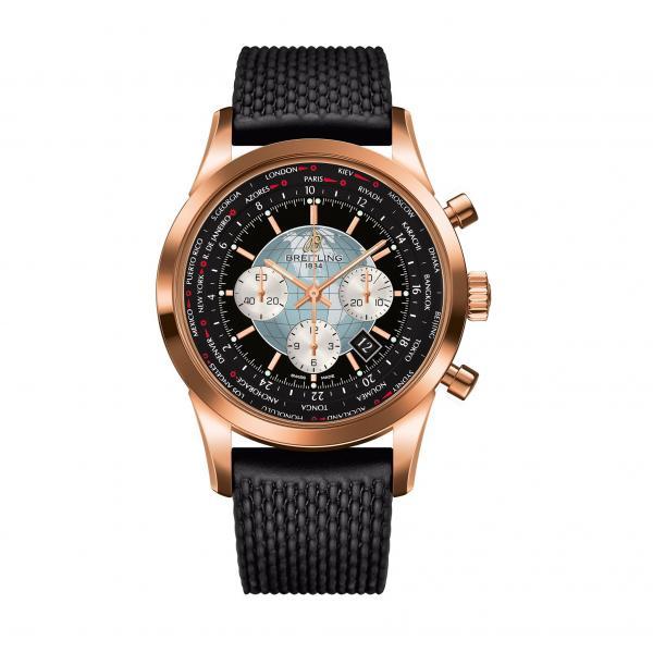 Breitling Transocean Chronograph Unitime Black Rubber (Aero Classic) Folding Clasp
