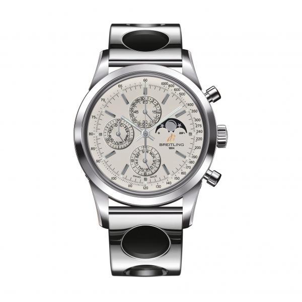Breitling Transocean Chronograph 1461 Silver Stainless Steel Folding Clasp