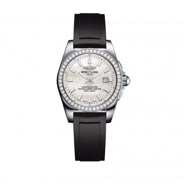 Breitling Galactic 29 Mother Of Pearl Leather Folding Clasp