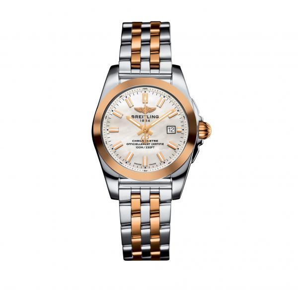 Breitling Galactic 29 Mother Of Pearl Stainless Steel, Rose Gold (Pilot) Folding Clasp