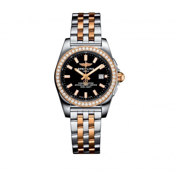 Breitling Galactic 29 Black Stainless Steel, Rose Gold (Pilot) Folding Clasp