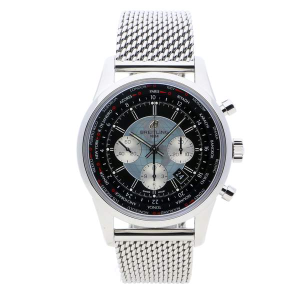Breitling Transocean Chronograph Unitime Black Stainless Steel (Ocean Classic) Folding Clasp