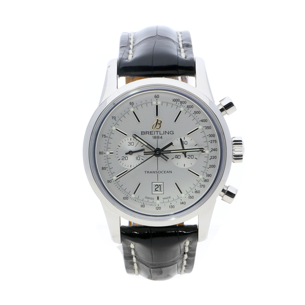 Breitling Transocean Chronograph Silver Stainless Steel Folding Clasp