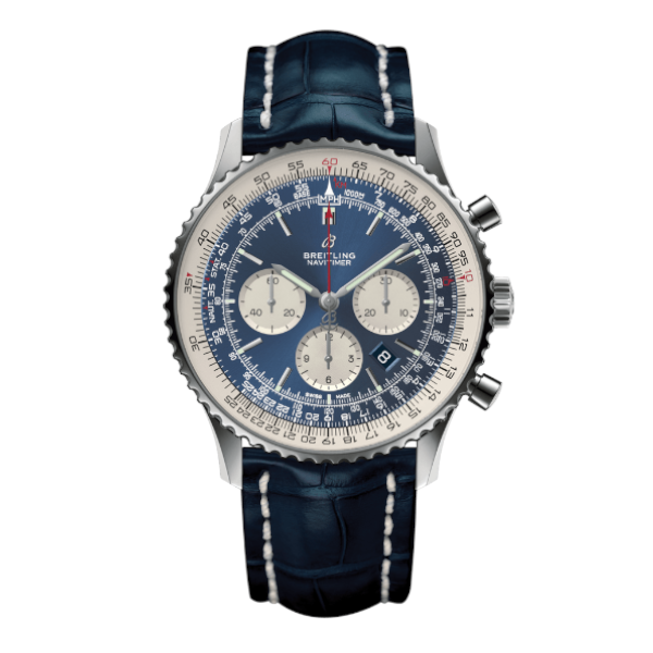 Breitling Navitimer 1 B01 Chronograph 46 Blue Leather (Crocodile) Tang Type