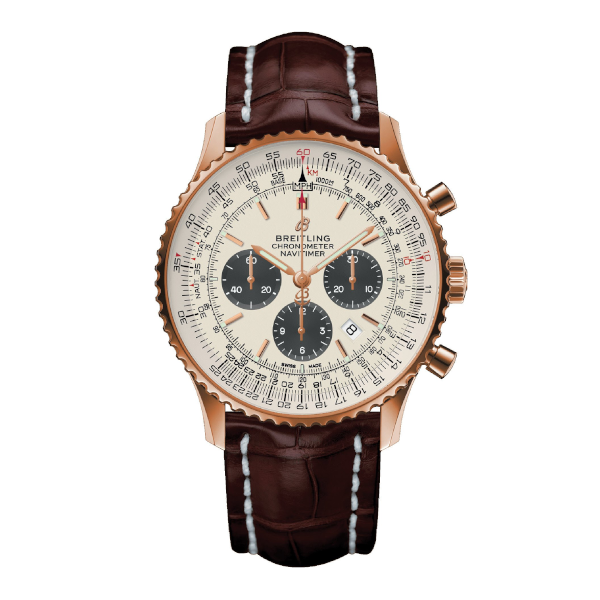 Breitling Navitimer 1 B01 Chronograph 46 Silver Leather (Crocodile) Tang Type