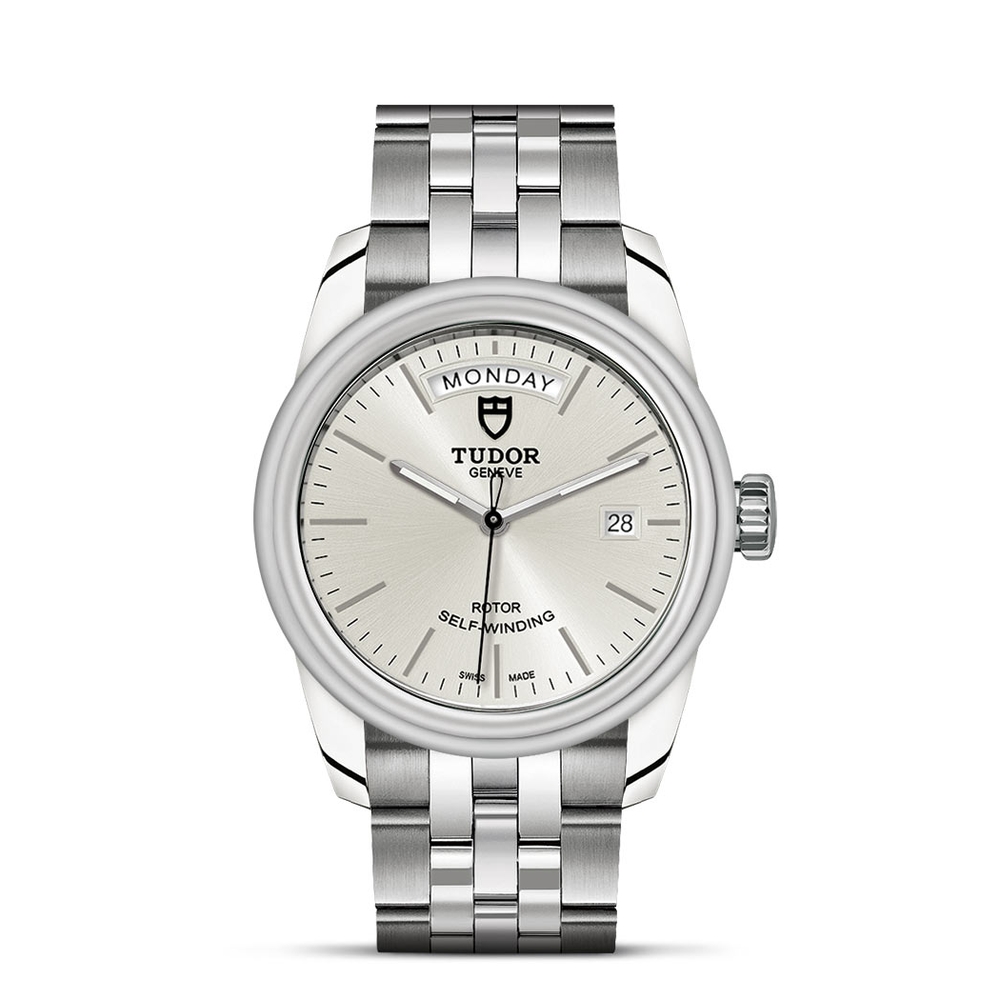 Tudor Glamour Day Date Stainless Steel Silver 39mm Ladies
