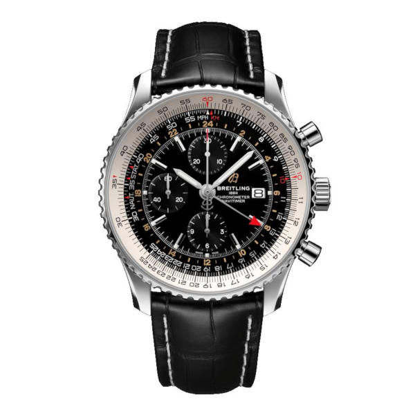 Breitling Navitimer 1 Chronograph GMT 46 Black Leather (Alligator) Folding Clasp