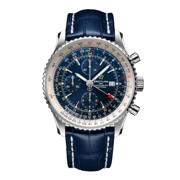 Breitling Navitimer 1 Chronograph GMT 46 Blue Leather (Alligator) Tang Type