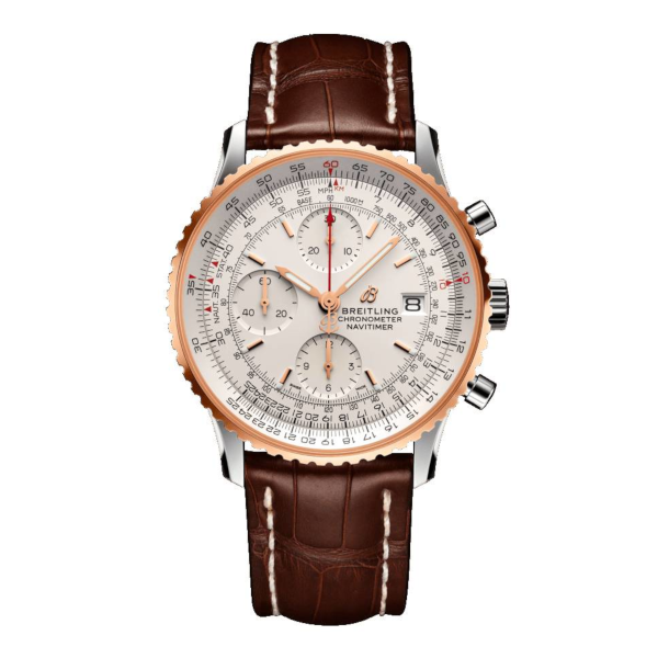 Breitling Navitimer 1 Chronograph 41 Silver Leather (Alligator) Folding Clasp