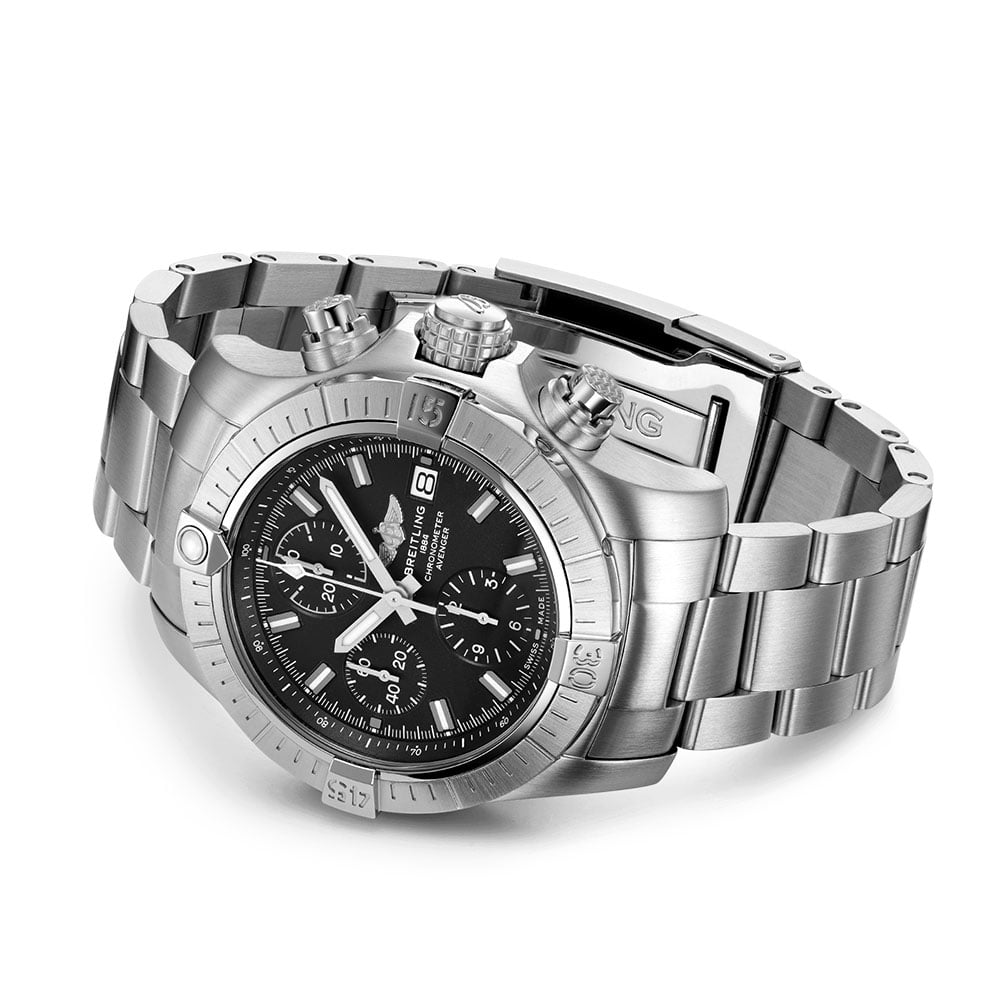 Breitling Avenger Chronograph 43 Automatic Stainless Steel Black Folding clasp