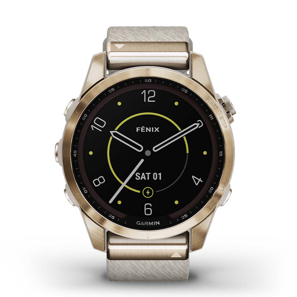 Garmin fēnix® 7S Sapphire Solar Cream Gold Titanium with Cream